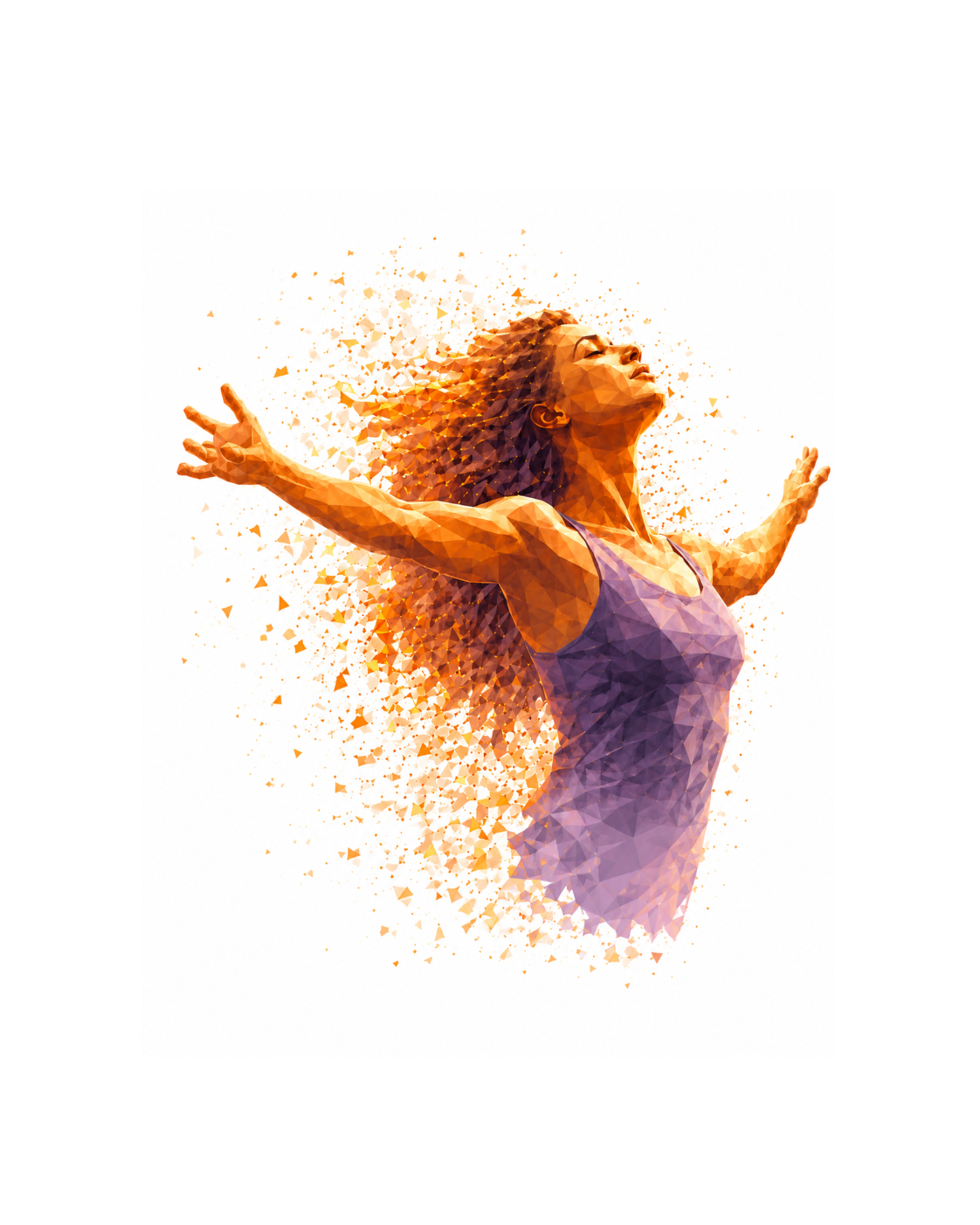 Figure dissolving into light