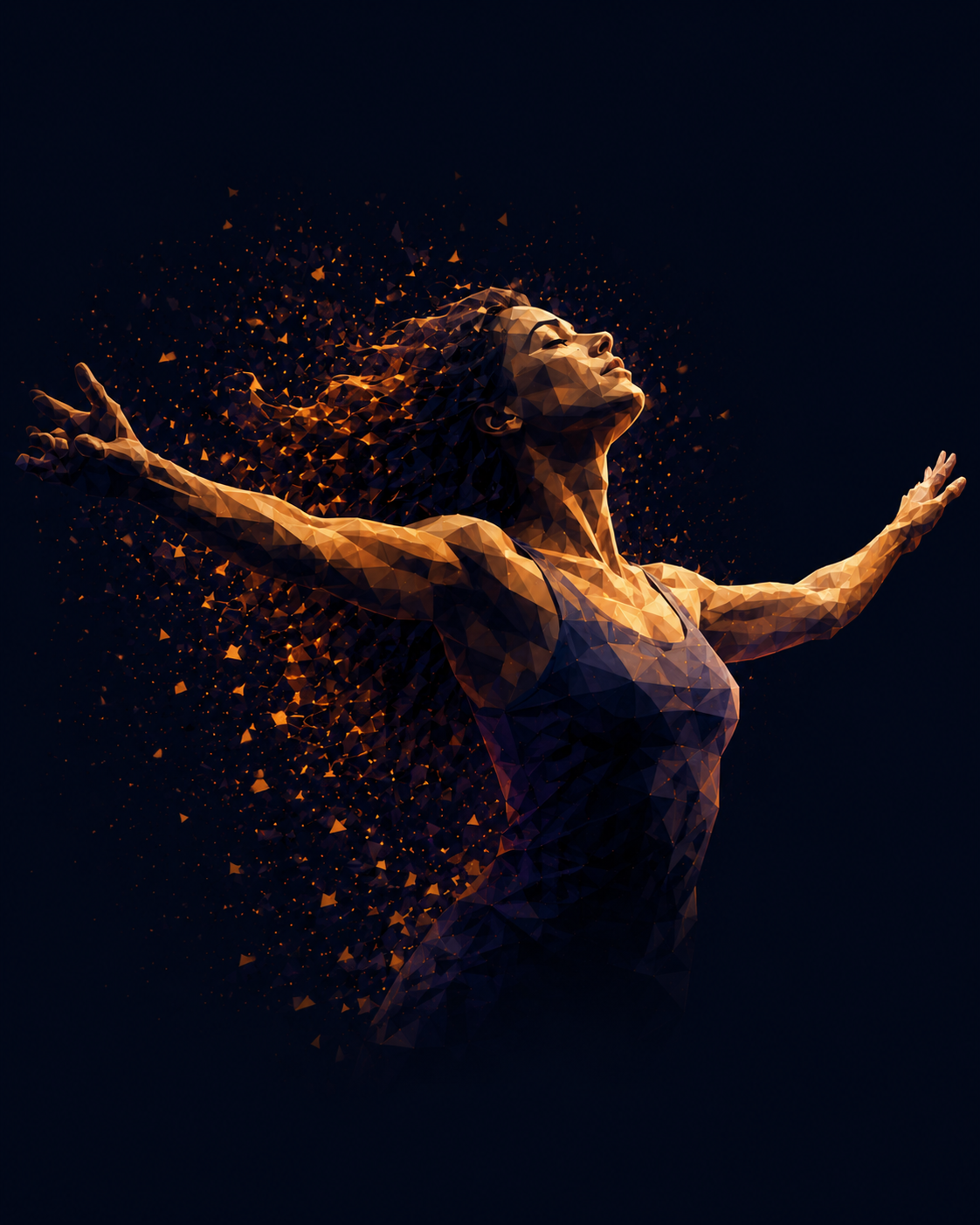 Figure dissolving into light