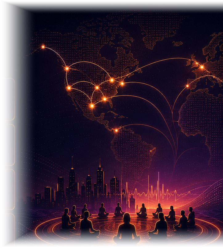 Global community of meditators connected city to city